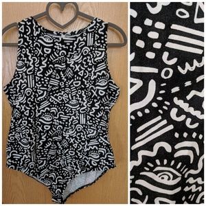 ASOS CURVE Bodysuit -  Festival 80s Eye Print Plus